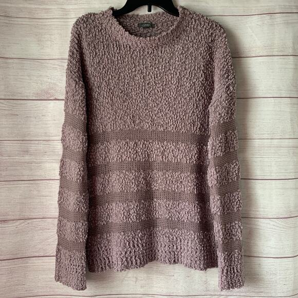 & Merci Lavender Purple Popcorn Knit Sweater Striped Open Knit Size Medium - Picture 1 of 15